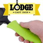 Lodge Silicone Hot Handle Holder - Dishwasher Safe Hot Handle Holder Designed for Lodge Cast Iron Skillets 9 Inches+ w/Keyhole Handle - Reusable Heat Protection Up to 500° - Green