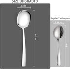 6 Piece Stainless Steel Serving Spoons Set - 6 Large Spoons, 9.2-Inch, Dishwasher Safe, for Parties/Kitchen/Buffet/Catering