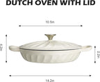 Enameled Cast Iron Braiser, 3.8 Quart Enamel Dutch Oven with Handles, Cast Iron Braiser Pan with Lid,Enameled Cookware (White)