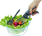 Kitchen Salad Scissors with Salad Forks for Chop n Mix Salad,Salad Cutting Tool Cut and Toss Dual Blade Salad Chopper Scissors,Multifunction Vegetable Salad Making Kit with Cutter n Mixing Fork