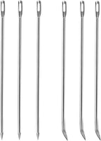 Ofargo Meat Trussing Needles, Roasting Trussing Needles for Lacing Roast Turkey, Chicken, Pork Skin, Whole Hog, Lamb, and Rotisserie Pig; 3pcs Curved Needles and 3pcs Straight Needles; 6pcs in All