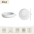 famiware Milkyway Ceramic Soy Sauce Dish, Dipping Bowls Set of 6, Dipping Sauce Bowls/Dishes, 4oz Small Serving Bowls for Side Dishes, Condiment, Sushi, Appetizer, Dessert, White