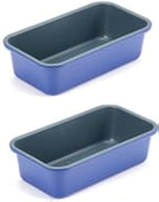 Monfish loaf pan baking bread 1lb loaf bread pans for home baking cake 9x5inch set of 2 haze blue non stick coating Royal blue carbon steel