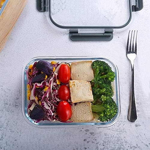 M MCIRCO 5 Pack 36 oz Glass Food Storage Containers with Lids,4.5 Cups,Gray - Image 7