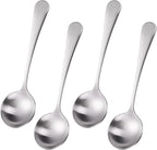 7" Elegant Soup Spoons Silverware Set,18/10 Stainless Steel,Matte Satin Finish,Dishwasher Safe(Set of 4,Silver)