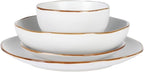 Gibson Home Hazeltine 16-Piece White Stoneware Dinnerware Set – Plates and Bowls, Durable Ceramic Kitchen Dinner Set
