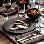 Villeroy & Boch Manufacture Rock 12-Piece Dinnerware Set, Service for 4, Dinner Plates, Salad Plates & Pasta Bowls, Premium Porcelain, Made in Germany, Matte Black