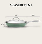 KOCH SYSTEME CS 10 Inch Nonstick Frying Pan with Lid, Non Stick Ceramic Frying Pan with Stay-Cool Stainless Steel Handle, Induction Compatible Skillet, PTFE & PFOA Free, Oven Safe, Sage Green
