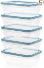 Snapware Total Solutions (5-Pack, 3 Cup) Plastic Food Storage Containers Set, Airtight & Leakproof Locking BPA-Free Lids Tupperware, Freezer Dishwasher Microwave Safe