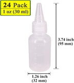 24 Pack 1-Ounce Plastic Squeeze Bottles with Measurement - Cookie Decorating Supplies, Cookie Writer Bottles Food Coloring and Royal Icing Supplies