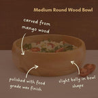 Medium Salad Bowl, 13" Wide, Kitchen Countertop Fruit Bowl, Serving Dish for Pasta, Bread, Mixing Bowl, Farmhouse Style, Mango Wood, Round, Serves 4-5