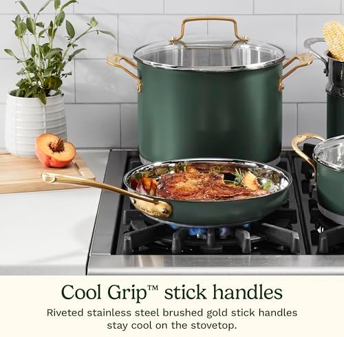 Cuisinart Cookware Set, 11 Piece Stainless Steel Cookware Pots and Pans, Home and Kitchen Durable Stainless Steel for Everyday Cooking, Matte Thyme, MT89G-11 - Image 6