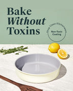 Caraway Non-Stick Ceramic 9” Circle Pan - Naturally Slick Ceramic Coating - Non-Toxic, PTFE & PFOA Free - Perfect for Birthday Cakes, Tartes, & More - Marigold