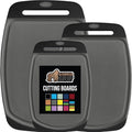 GORILLA GRIP BPA-Free Reversible Kitchen Cutting Board Set of 3, US Designed, Nonporous, Juice Grooves Catch Liquid, Slip Resistant Border, Dishwasher Safe, Durable Food Chopping Boards, Black Gray