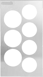 Restaurantware Squeeze Bottle Template Pack of 1 Stainless Steel 7 Hole Holder Top, 2.5" and 2.93" Diameter Fits 1/3 Size Food Pans, Dishwasher Friendly Integrated Lip Design Holder Top