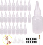 24 Pack 1-Ounce Plastic Squeeze Bottles with Measurement - Cookie Decorating Supplies, Cookie Writer Bottles Food Coloring and Royal Icing Supplies