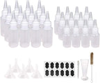 24pcs(12pcs 30ml; 12pcs 60ml) Plastic Squeeze Bottles with Twist Cap Cookie Decorating Supplies, Cookie Supplies Writer Bottles Food Coloring and Royal Icing Supplies