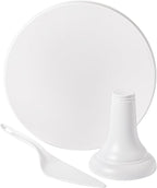 JOYMAY 9.6 Inch Bamboo Fiber Cake Stand, Round Cake Holder, Cake Plate with Detachable Base, Dessert Table Display Set, Cake Decorating for Birthday Party Baking Gifts for 6inch, 8inch Cakes (White)