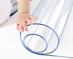 1.5mm Thick Crystal Clear Table Cover Protector for Glass Wood Dining Room Coffee Tabletop Plastic Vinyl Tablecloth Rectangular Table Pad Meeting Party Desk Mat Polyester Wipeable PVC 38x96 in or 90"