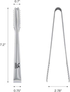 MSY BIGSUNNY 7 inches Ice Tongs for Ice Bucket, Stainless Steel Ice Tongs with Teeth, Small Serving Tongs (Silver)