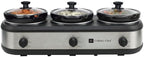 CULINARY CHEF, Triple Slow Cooker, Buffet Server 3 Pot, Food Warmer - Stainless