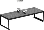 Stackable Expandable Metal Shelf Organizer - Adjustable Wire Storage Rack with Holes for Kitchen, Bathroom, Cabinet, Office - Space Saving, Durable & Sturdy Design（3PACKS/Large/Black