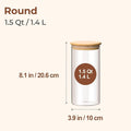 ComSaf Airtight Glass Storage Canister with Wood Lid(1.5 Qt), Set of 3 Glass Jars with Lids, Clear Food Storage Container Jar with Sealing Lids for Dry Food Cereal Oat Sugar Tea Coffee Beans, Round