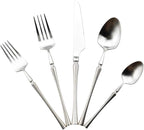 Gugrida Unique & Beautiful Flatware Set - 5 Piece Iridescent Silverware Sets | 18/10 Stainless Steel Reusable Cutlery Set | Utensils Service For 1 with Dessert Fork, Knife, Spoon, Dinner Fork