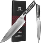 10C Kitchen Knife Set 2pc,8" Chef Knife & 5.5" Utility Knife,VG10 High Carbon Stainless Steel,6-Star Sharp Standard,G10 Black Handle,Love's Gift Box
