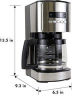 Kenmore Drip Coffee Maker - 12 Cup Programmable Cafe Machine With Glass Pot, Regular & Bold Brew, Auto Shut Off Large Water Reservoir, Reusable Filter, Kitchen Appliances, Black