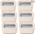 Caraway 6pc Glass Food Storage Set - 2.6 Cup Storage Containers For Food (6) - Non-Toxic Ceramic-Coated Glass - Air Release Technology - Compact & Stackable Design - Cream