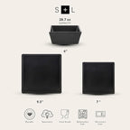 Stone Lain 24 Pieces Stoneware Square Dinnerware Set, Black Matte