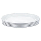 Amazon Basics Melamine (Plastic )Oval Platter Narrow Rim, 6 Piece Set, 13 in x 9.75 in, White