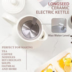 1.26 Quarts Ceramic Electric Kettle with Infuser & Cups Kit, Boil Water Teapot, Boil-Dry Protection Auto Shut-off, Detachable Swivel Base, 1000W Fast Boiling for Tea and Coffee
