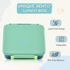 Bento Lunch Box for Kids with 8oz Soup Thermo Leak-Proof Lunch Food Containers with Snack Sauce Container for Kid Girls Boys to School, Green