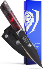 Dalstrong Paring Knife - 4 inch - Spartan Ghost Series - Premium American Forged S35VN Powdered Steel - Razor Sharp Blade - Kitchen Knife - Maple & Red Resin Handle - Sheath