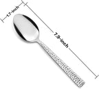 E-far Hammered Dinner Spoons Set of 12, E-far 7.9 Inch Stainless Steel Soup Spoons Tablespoons for Home, Kitchen or Restaurant, Non-toxic & Mirror Polished, Squared Edge & Dishwasher Safe