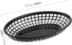 60 Pack 9x5.7x1.6 Inch Black Plastic Fast Food Baskets, Restaurant Serving Basket, Oval Fast Food Serving Baskets for Picnic, Chicken, Burgers and Fries