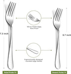 SANTUO Stainless Steel Forks Set, 6PCS 7.3" Salad Forks and 6PCS 6.7" Dessert Forks, Set of 12 Top Food Grade Silverware Forks, Mirror Polished & Dishwasher Safe