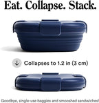 STOJO Collapsible Sandwich Box – 24oz, Reusable Food Storage Container, Silicone Bowl for Hot/Cold Food – Meal Prep, Lunch, Camping, Hiking – Dishwasher Safe (Set of 1, Denim)