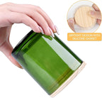 10 OZ Thick Candle Jars for Making Candles 15 Pcs, Empty Jars with Wood Lids for Candle Making, Sample Container, Clear Green