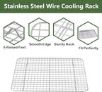 ROTTAY Baking Sheet with Rack Set (2 Pans + 2 Racks), Stainless Steel Cookie Sheet with Cooling Rack, Nonstick Baking Pan, Warp Resistant & Heavy Duty & Rust Free, Size 16 x 12 x 1 Inches