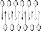 New Star Foodservice 58703 Rose Pattern, 18/0 Stainless Steel, Dinner/Dessert Spoon, 7-Inch, Set of 12