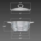 SUNHOUSE 5 Quart Stainless Steel Steamer Insert – Multi-Purpose Soup & Food Steamer with Stay-Cool Handles & Heavy-Duty Glass Lid – Fits Various Pot Sizes (8", 8.5", 9.5")