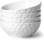 Ceramic Serving Bowls, 6.3 Inch, Set of 4, White, Porcelain, Modern, Oven & Microwave Safe, 25.7 oz Capacity