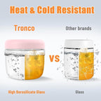 Tronco 16 oz Glass Food Storage Containers with Lids, Airtight, Leak & Spill Proof Glass Lunch Bowls for Meal Prep, Salad, Yogurt, Soup & Stew, Microwave & Dishwasher Safe, BPA-Free, Set of 1