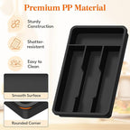 Lifewit Silverware Tray, Cutlery Drawer Organizer Storage for Kitchen, Plastic Flatware Utensil Holder Divider for Spoons Forks Knives Tableware, 4 Compartment, Black