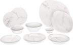 Carlisle FoodService Products Ridge Resuable Plastic Platter Oblong Platter for Home and Restaurant, Melamine, 18 Inches, Marble, (Pack of 6)