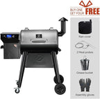 Z GRILLS Wood Pellet Grill Smoker with PID 3.0 Controller, 459 SQ.IN, 450°F Max Temperature, 8 in-1 BBQ Grill, LCD Screen, Meat Probes, Rain Cover, Backyard Camping Bake and Roast, 450E