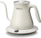 0.8L Gooseneck Electric Kettle, Precise Temperature Control for Pour Over Coffee & Tea, 1200W Fast Boiling Water, Auto Shut Off, Scheduling, Stainless Steel, White